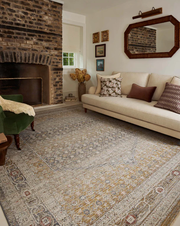 Chris Loves Julia x Loloi Ida Rug in Stone/Gold: Product Style View