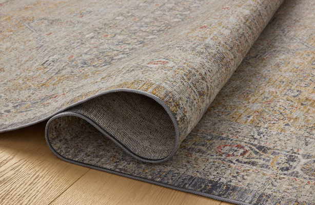 Chris Loves Julia x Loloi Ida Rug in Stone/Gold: Folded Product View