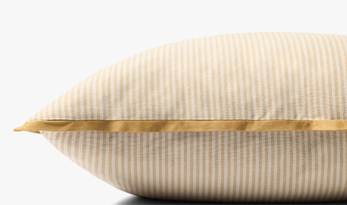 Jeremiah Brent X Loloi Sullivan Pillow in Natural/Gold: Product Side View