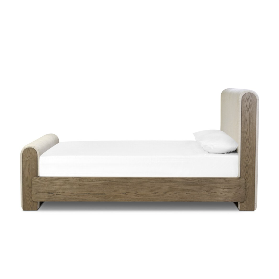 Sloane King Bed-CryptonWayfarerSnow: Product Side View