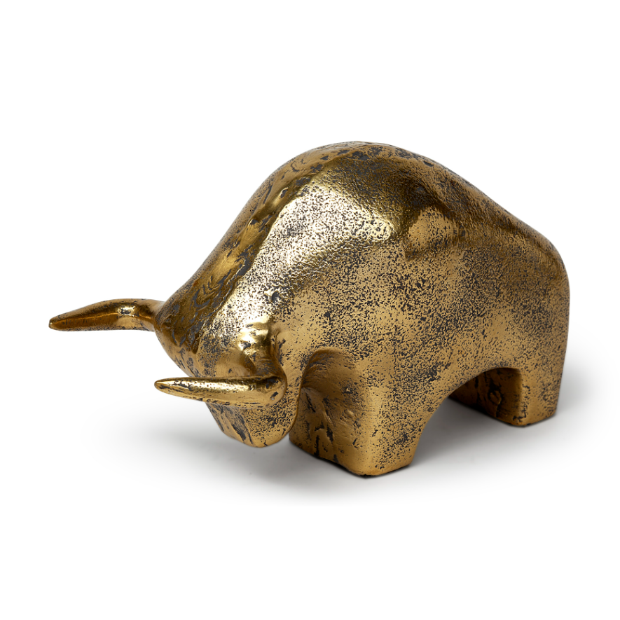 Tauro Cast Aluminum Raging Bull-Gold Cast Aluminum: Available at City Home PDX