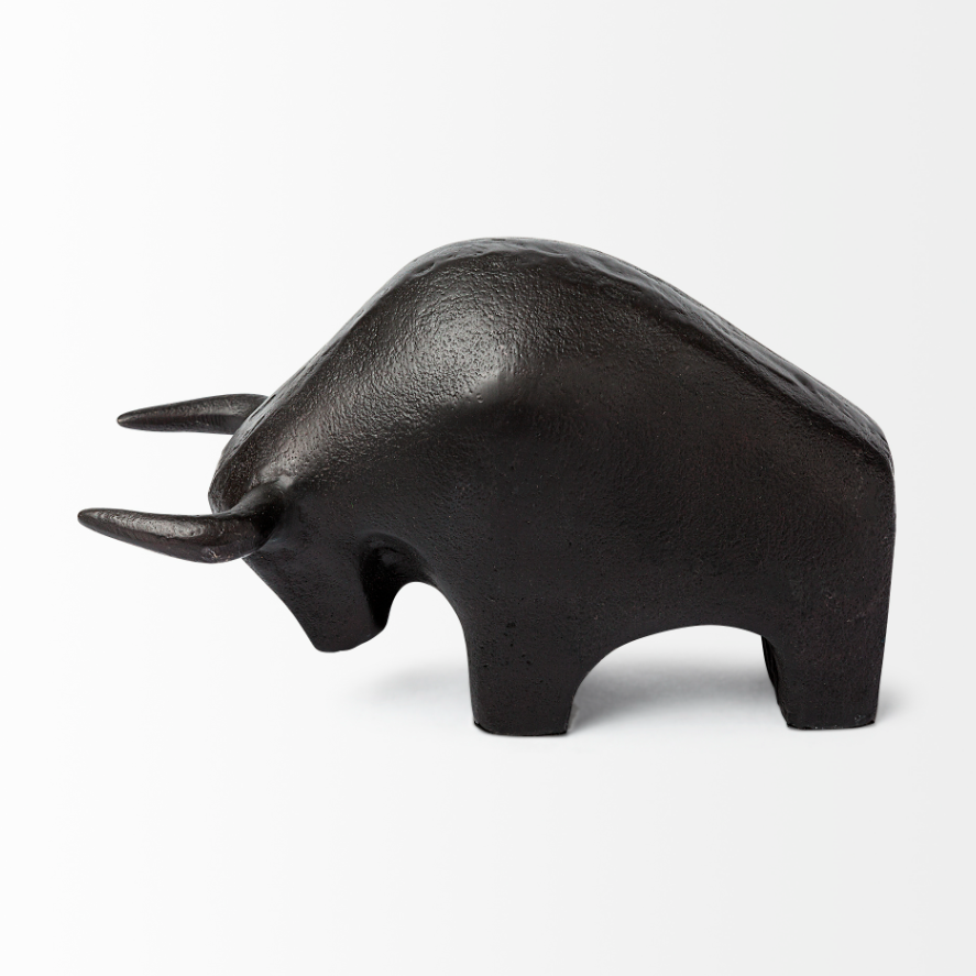 Tauro Cast Aluminum Raging Bull-Black Cast Aluminum: Product Side View