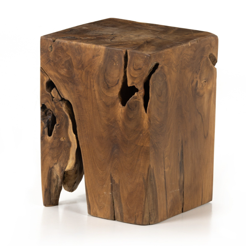 Teak Square Stool: Product View