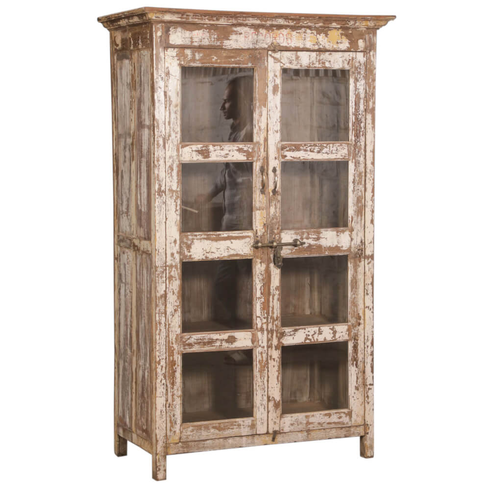 Teak Wood Cabinet with Glass-Style B: Product View