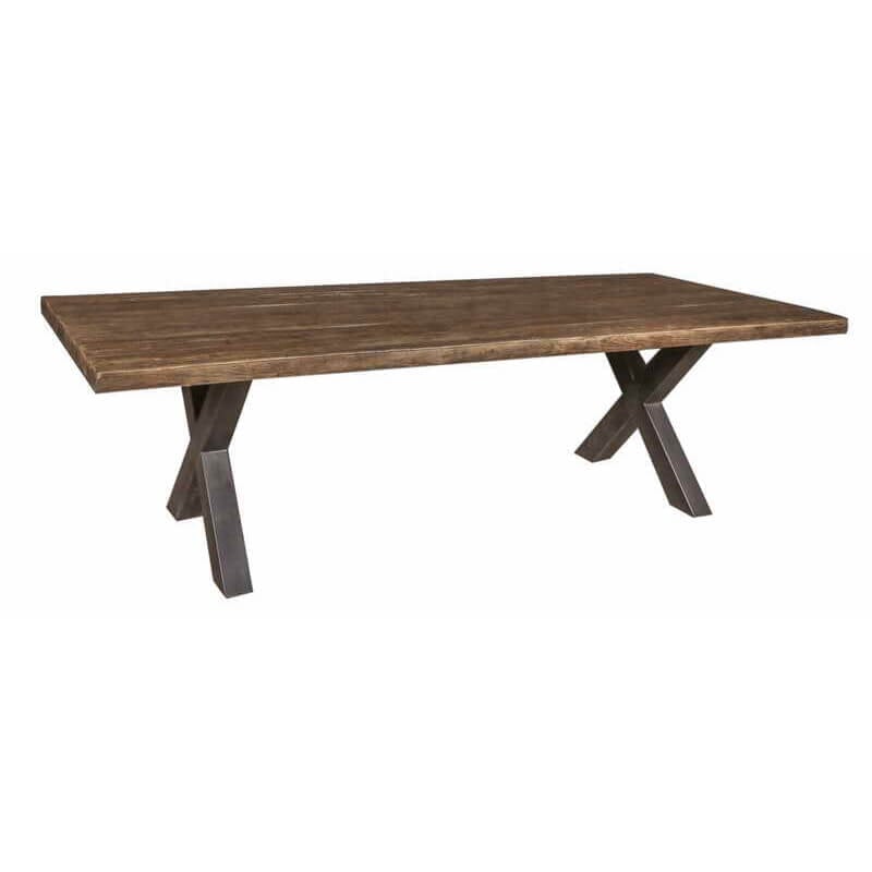 Iron Dining Table with Teak Tabletop-Style Two: Available at City Home PDX