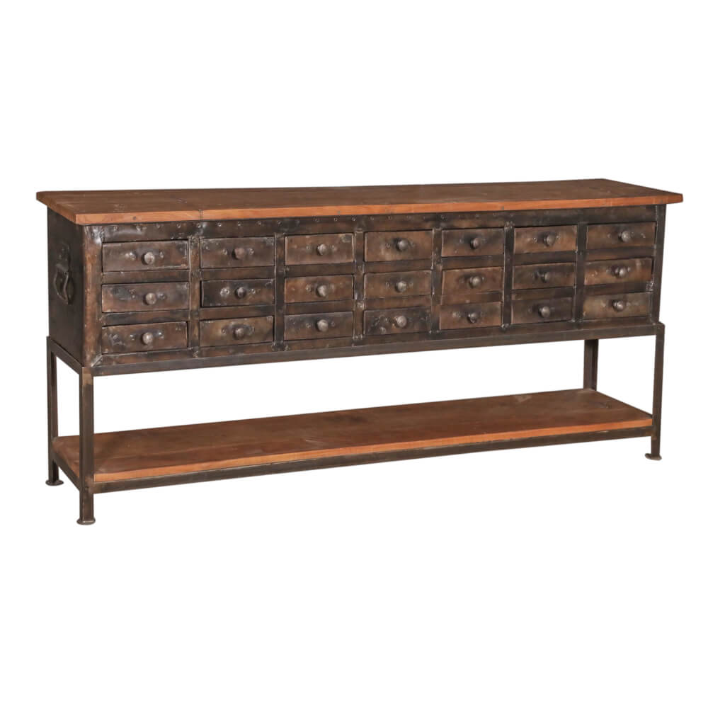 Teak & Iron Chest with Drawers: Available at City Home PDX