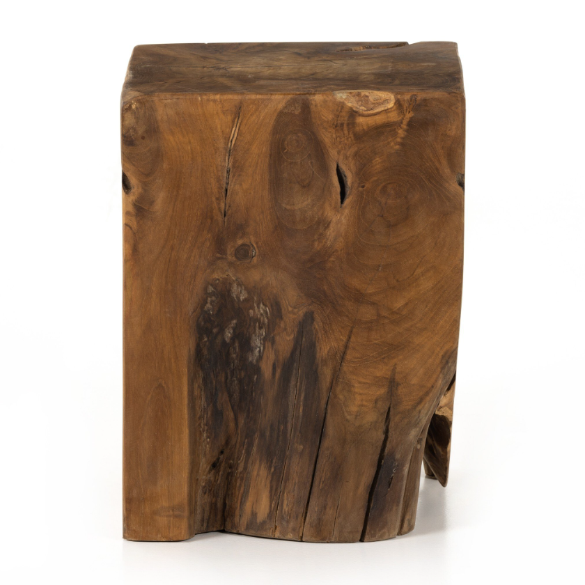 Teak Square Stool: Product Back View
