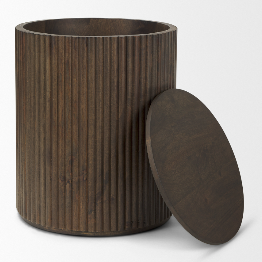 Terra Side Table-Dark Brown: Lid-Off Product View
