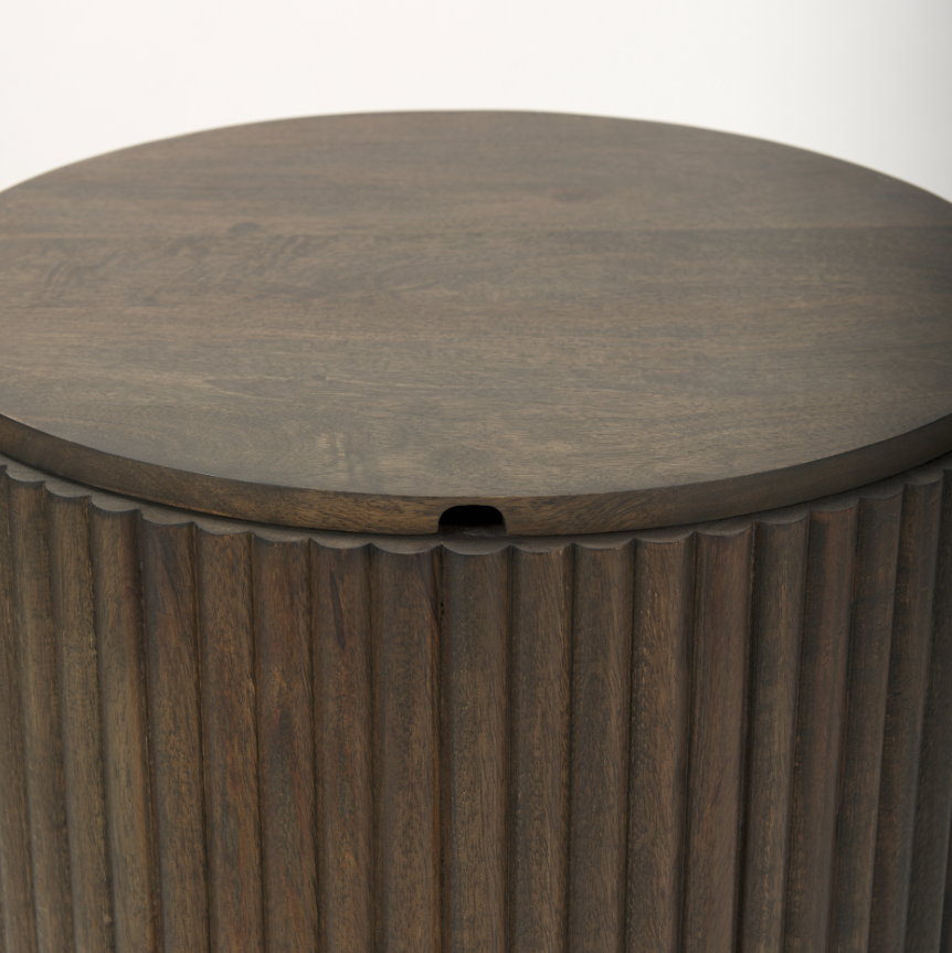 Terra Side Table-Dark Brown: Up-Close Product Lid View