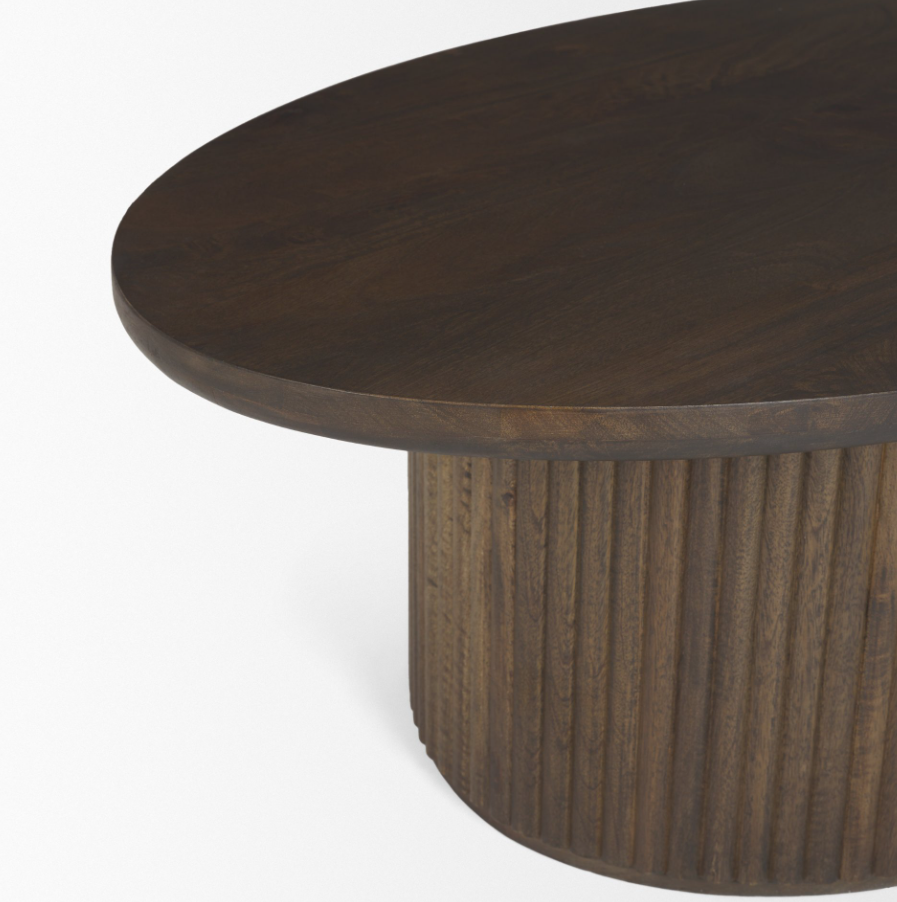 Terra Oval Fluted Coffee Table: Product Corner View