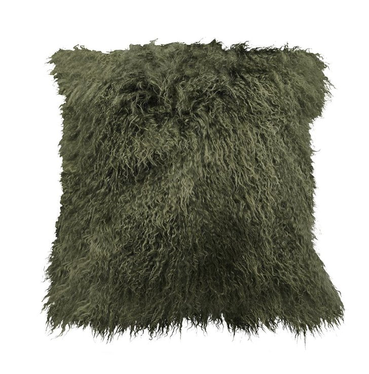 Tibetan Lamb 20x20 Pillow: In Olive