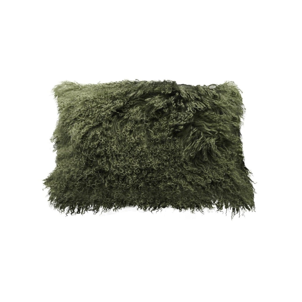 Tibetan Lamb 12x20 Pillow: In Olive