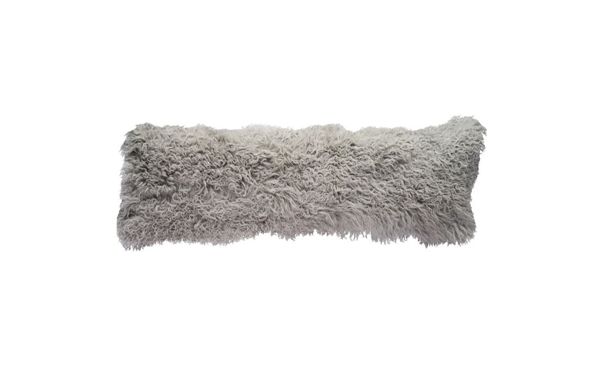 Tibetan Lamb 12x40 Pillow: In Ash-Grey
