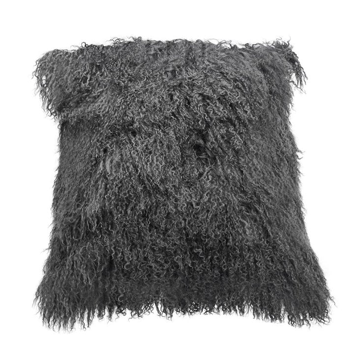 Tibetan Lamb 20x20 Pillow: In Charcoal/Dark Grey