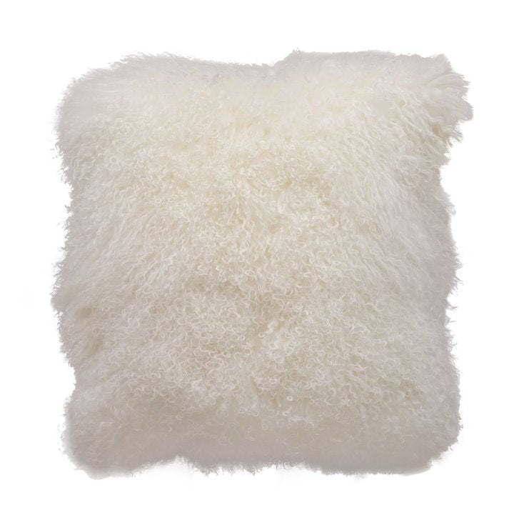 Tibetan Lamb 20x20 Pillow: In White