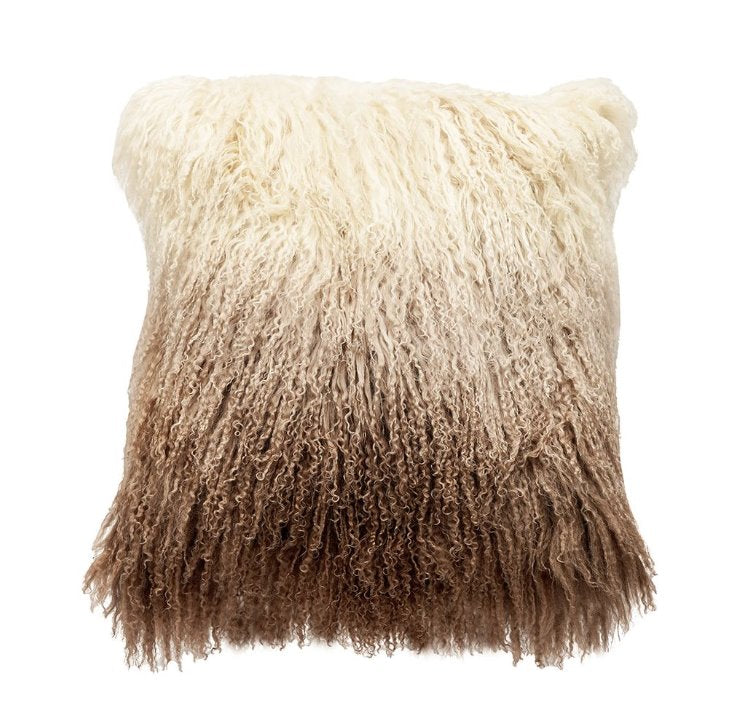 Tibetan Lamb 20x20 Pillow: In Ombre Cream