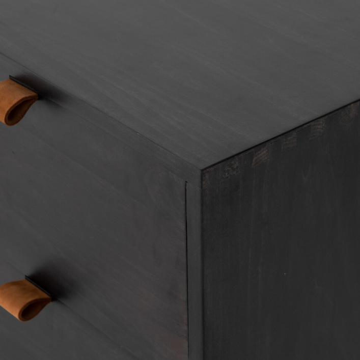 Trey Media Console-Black Wash Poplar: Up-Close Product View