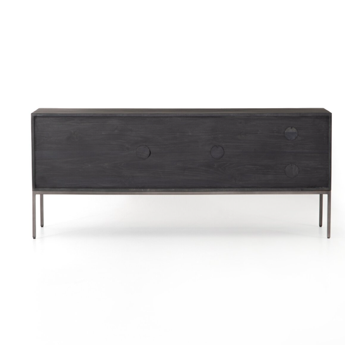 Trey Media Console-Black Wash Poplar: Product Back View