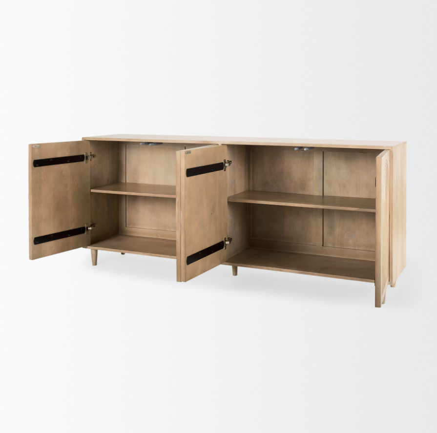 Tucker Four-Door Sideboard: Open Storage View