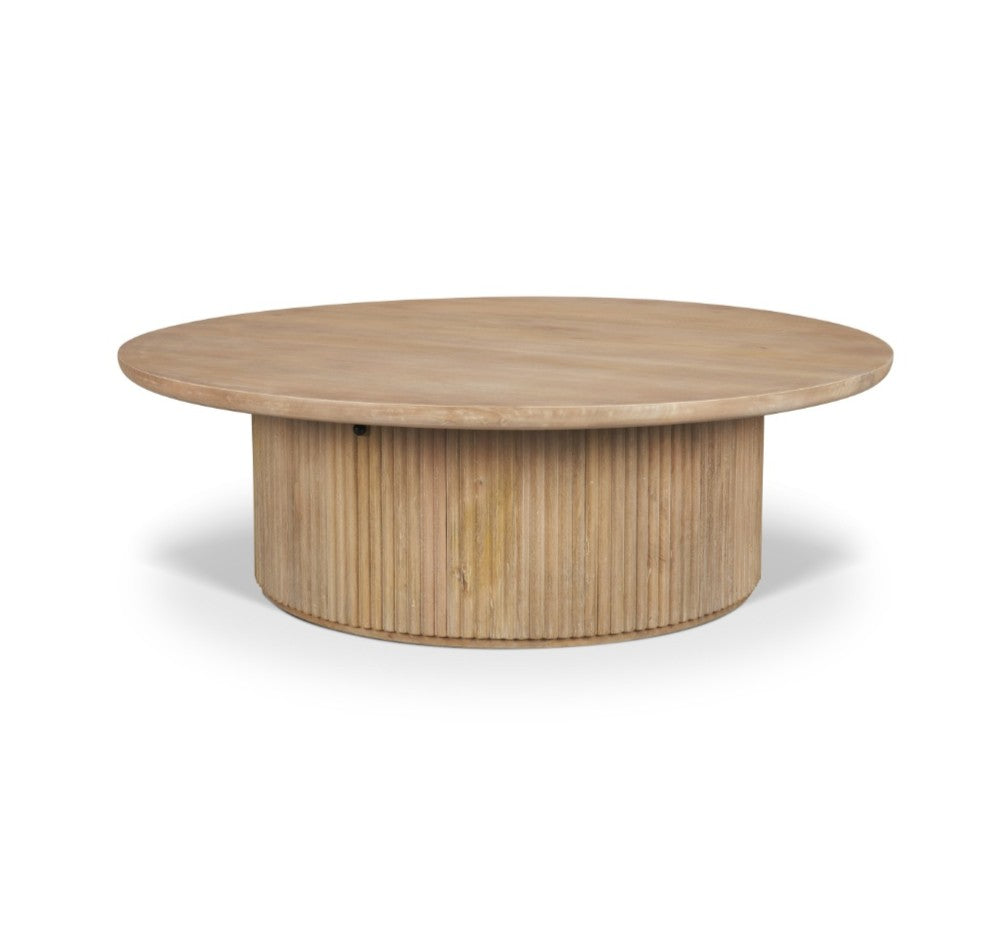 Terra Round Fluted Coffee Table-Light Brown Wood: Available at City Home PDX