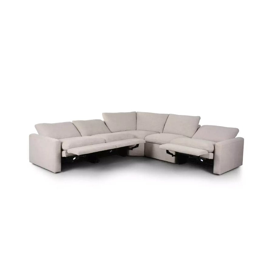 Tillery Power Recliner 5-Piece Sectional in Laken Stone: Open Recliner View