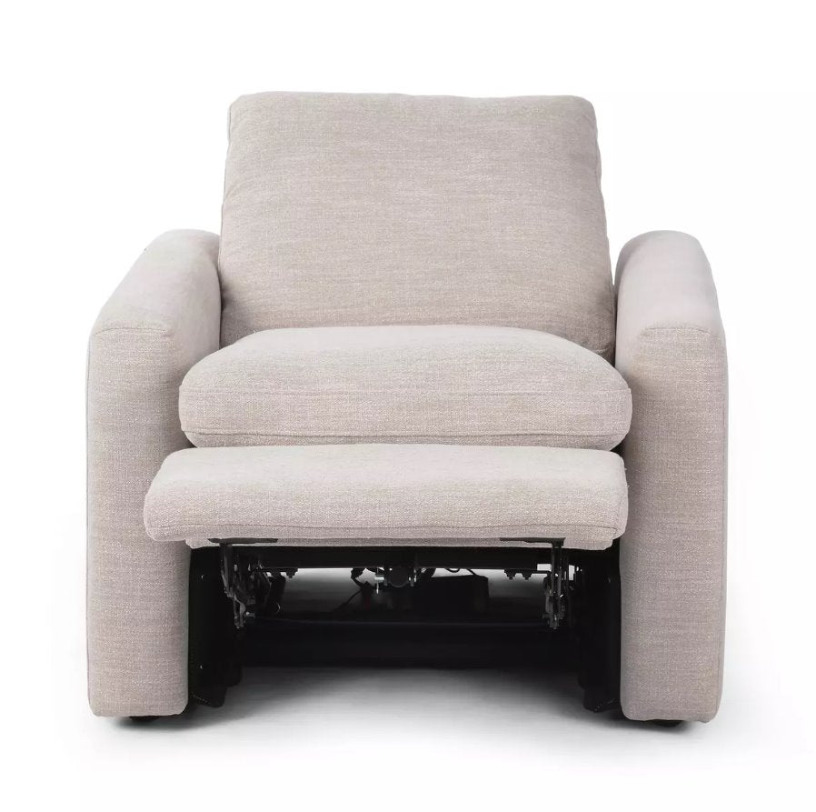 Tillery Power Recliner Accent Chair in Laken Stone: Front Recliner View