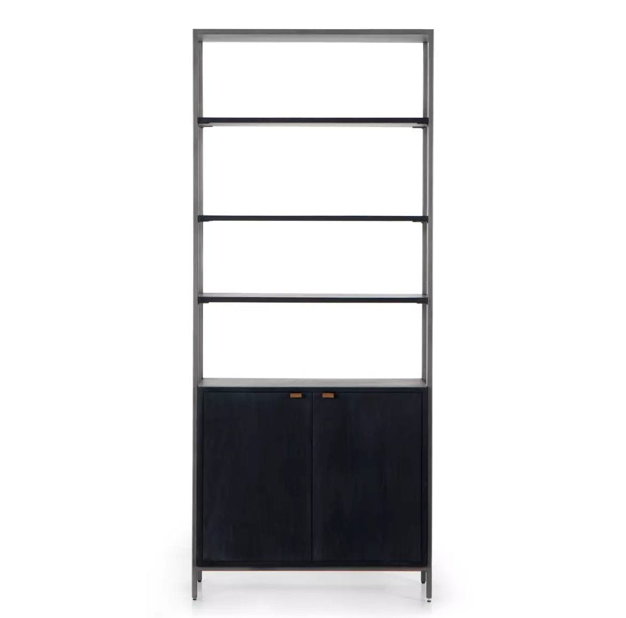 Trey Modular Wide Bookcase: In Black Wash Poplar