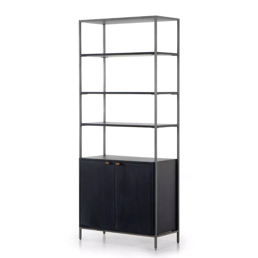 Trey Modular Wide Bookcase in Black Wash Poplar: Product View