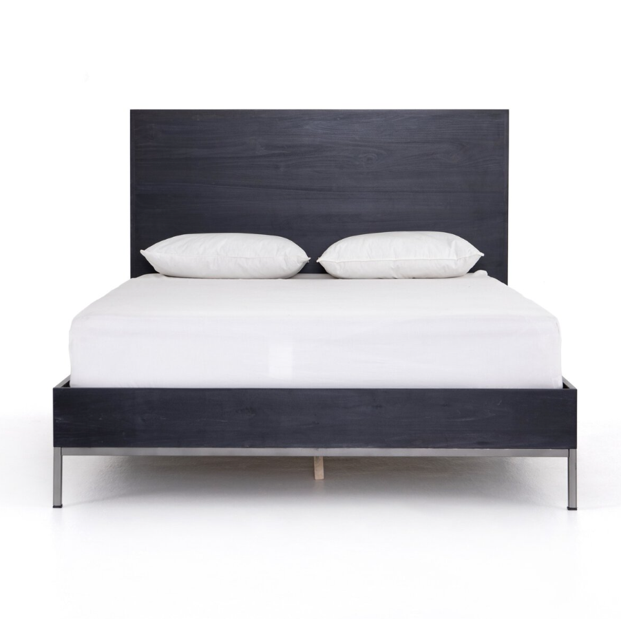 Trey Queen Bed-Black Wash Poplar: Available at City Home PDX