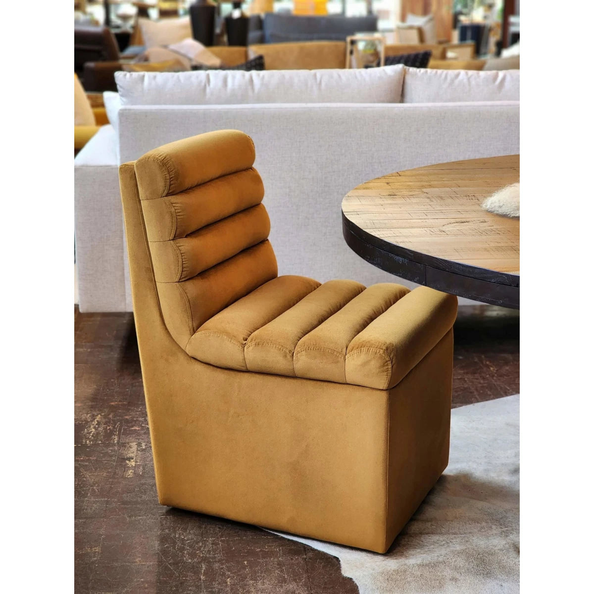 Twiggy Armless Dining Chair in Soren Ochre: Product View