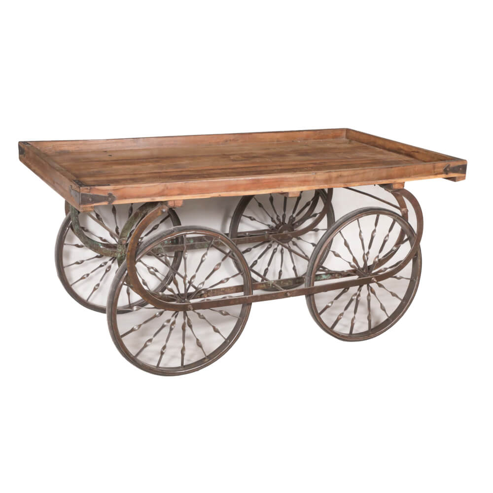 Teak Hand Cart with Iron-Style B: Available at City Home PDX