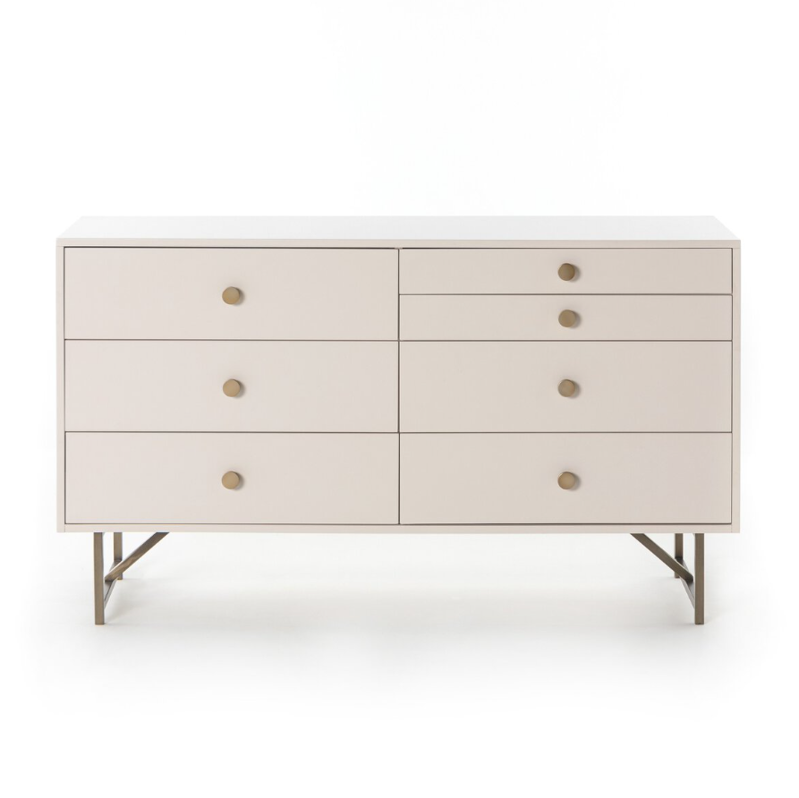 white lacquer dresser with gold hardware Van 7 Drawer backless formal dresses