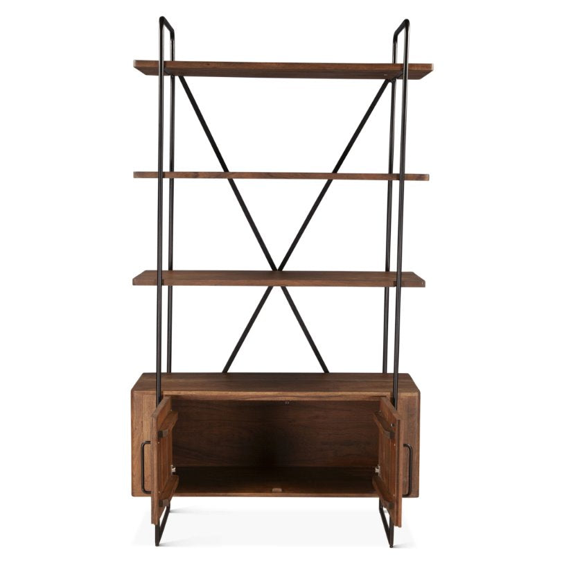 Verbania 46" Bookshelf: Front Open Cabinet View