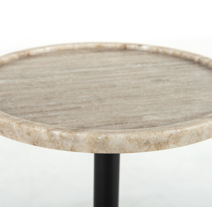 Viola Accent Table-Antique White Marble: Up-Close Tabletop View