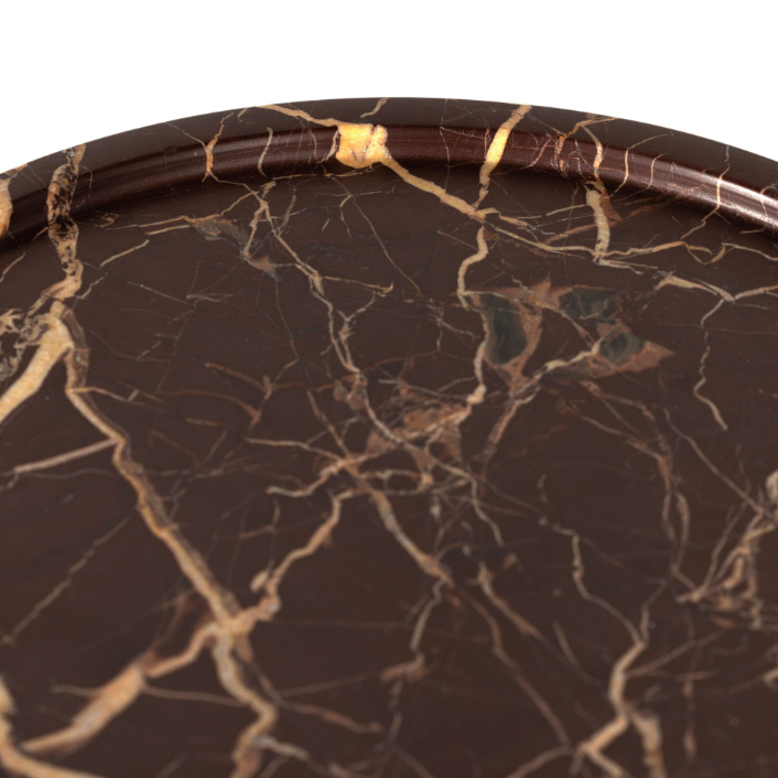 Viola Accent Table-Merlot Marble: Up-Close Tabletop View