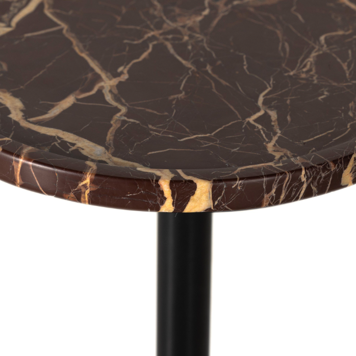 Viola Accent Table-Merlot Marble: 2nd Up-Close Tabletop View