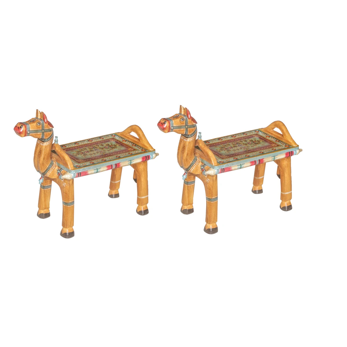 Handmade Teak Bench with Animal Head-Style C: Product View