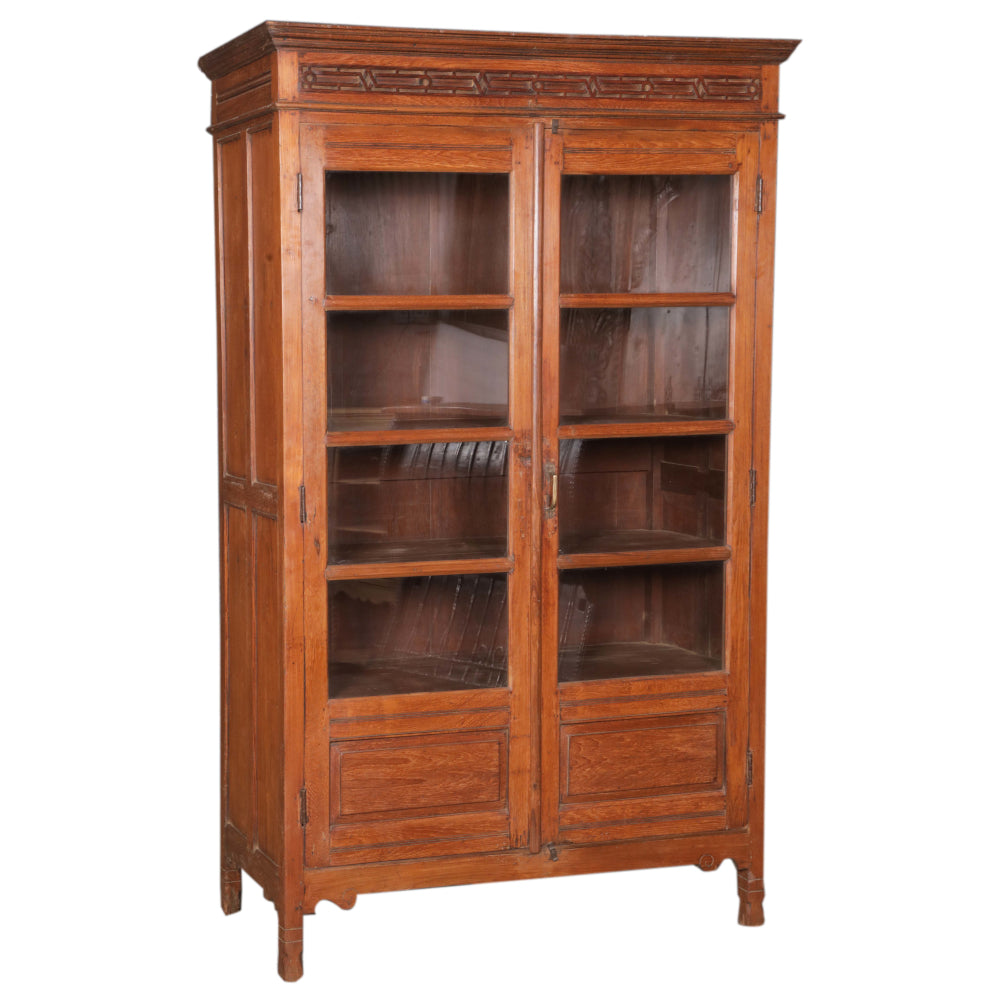 Handcrafted Teak Wood Cabinet with Glass
