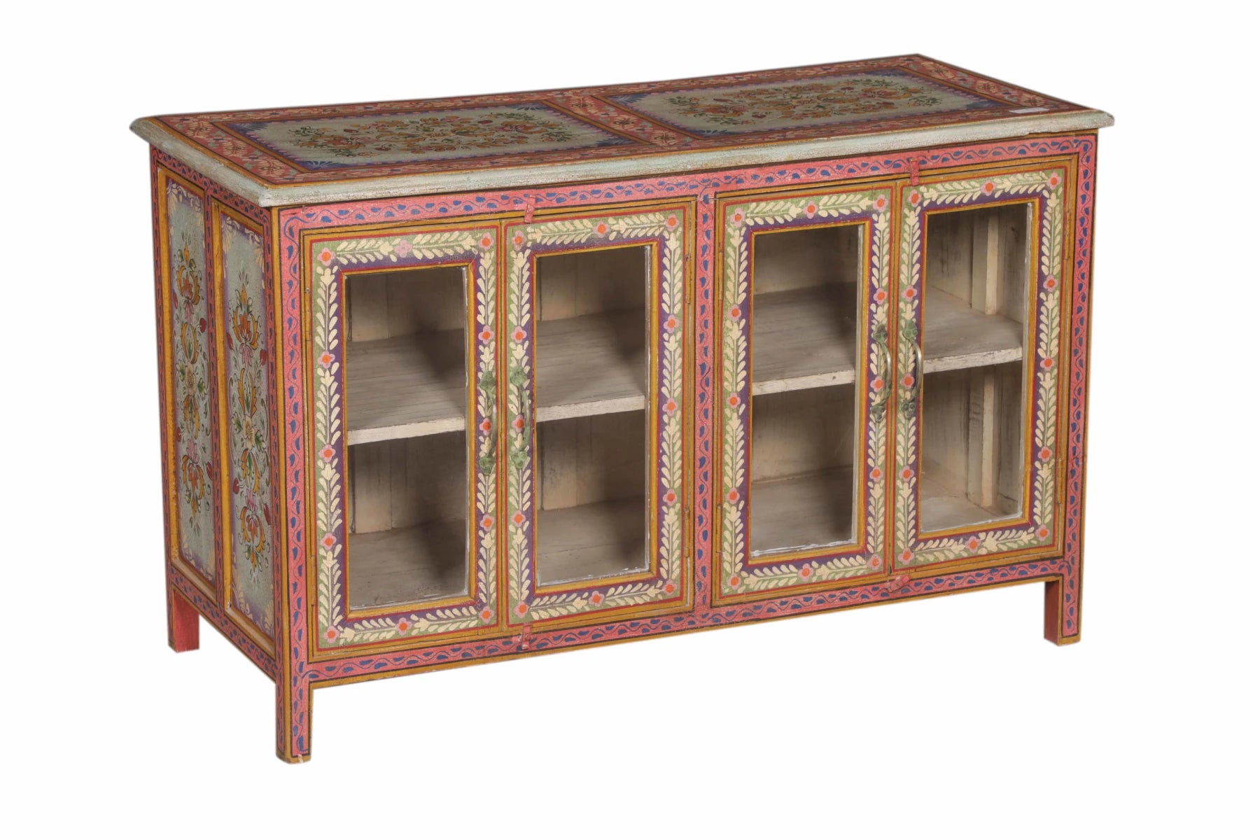 Wooden Painted Cabinet with Glass-Style D: Available at City Home PDX