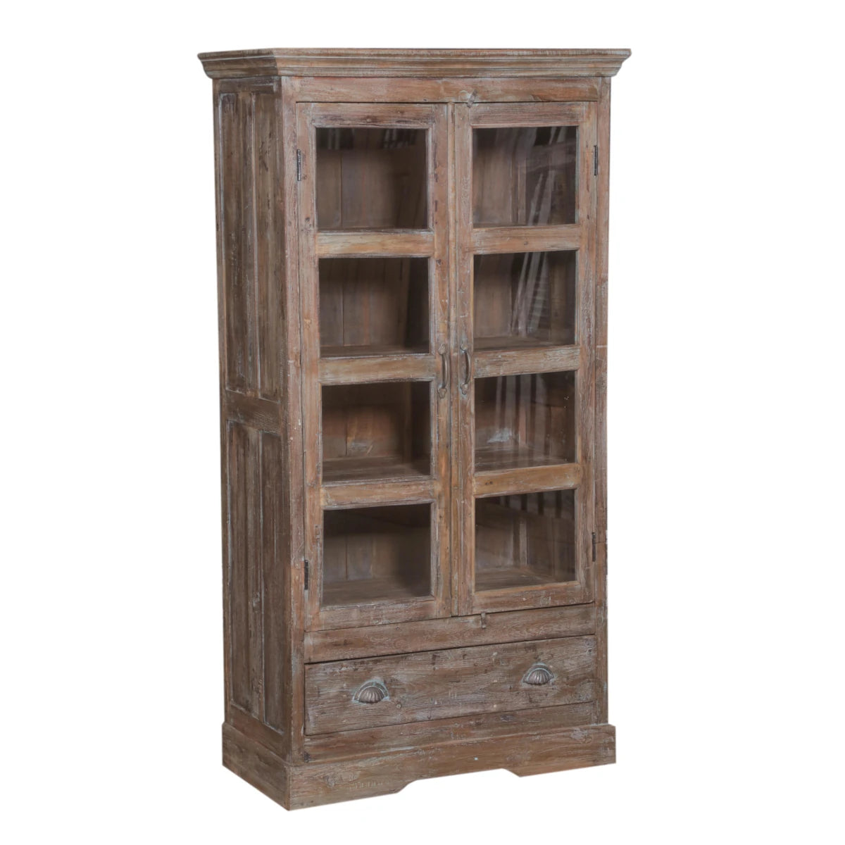 Tall Teak Dark Wood Cabinet-Style C: Product View