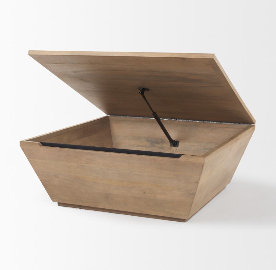 Wyatt Angular Coffee Table: Hydraulic Lift Top View