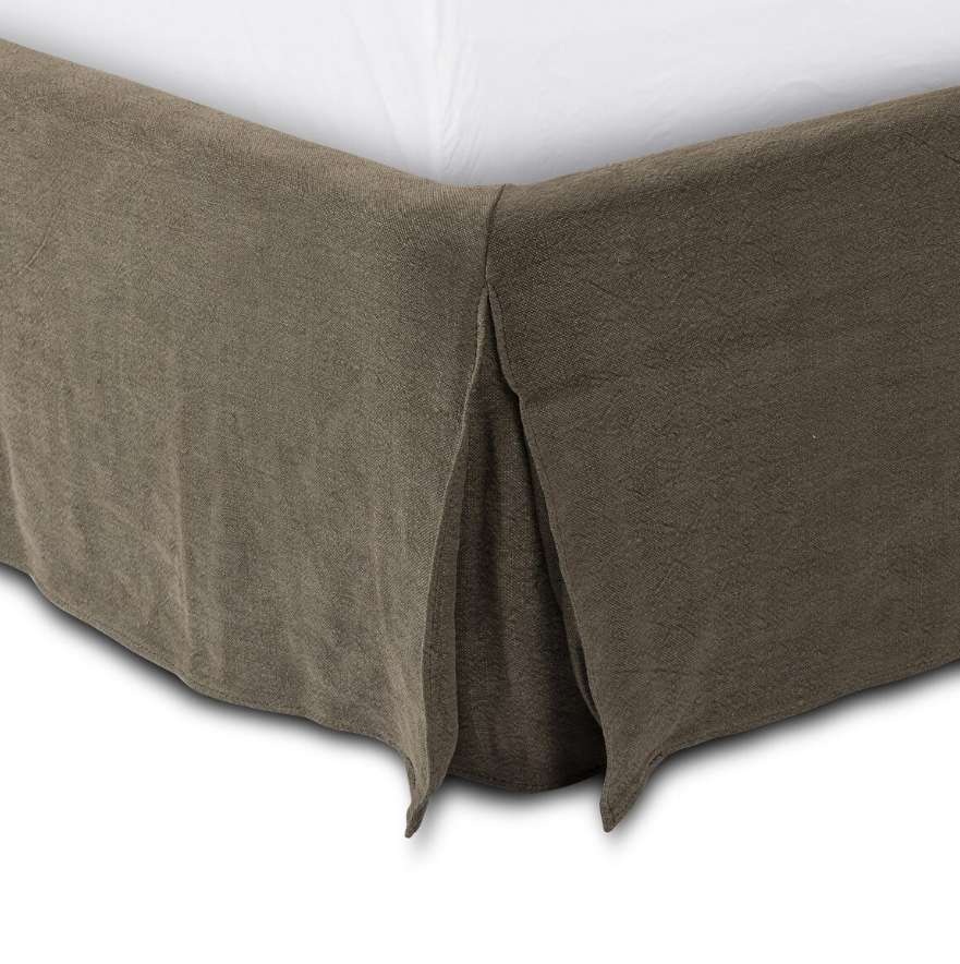 Amber Lewis X Four Hands Wyndham Queen Bed: Kick Pleat Product Detail View