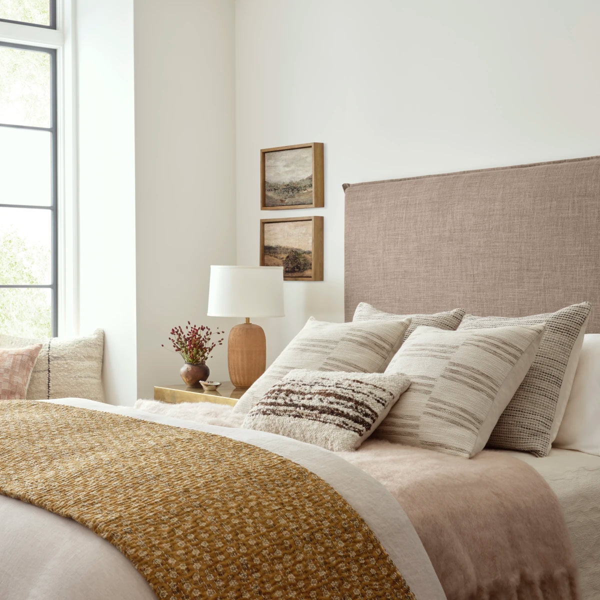 Amber Lewis x Loloi Jay Pillow - styled in a bedroom