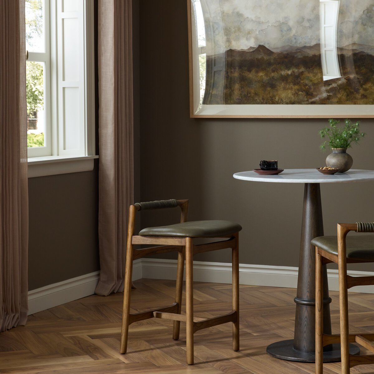 Baden Bar + Counter Stool - styled with a cafe table