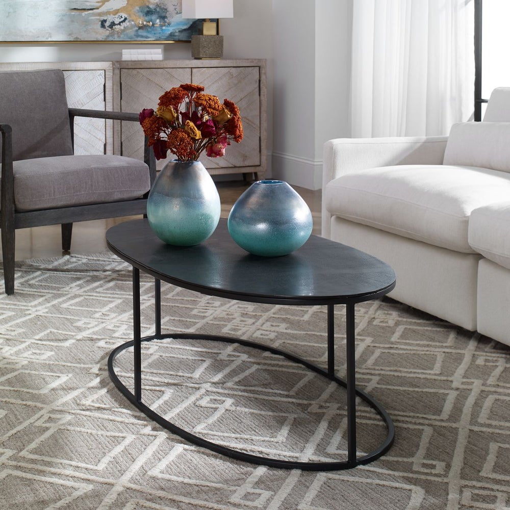 Coreene Console Coffee Table - styled in a living room with vases