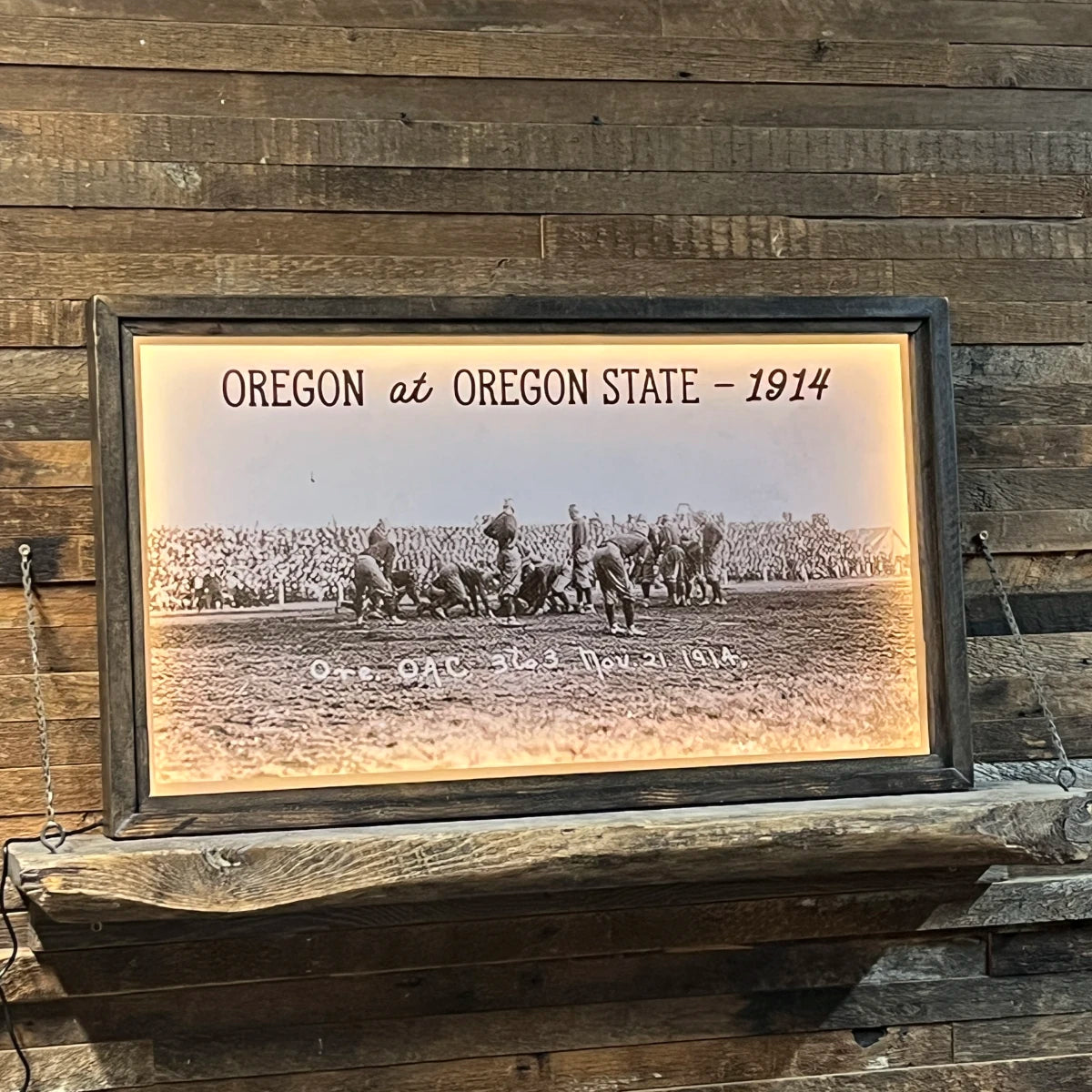 Oregon vs Oregon State Back Lit Frame - featuring a photo of the 1914 game - lit