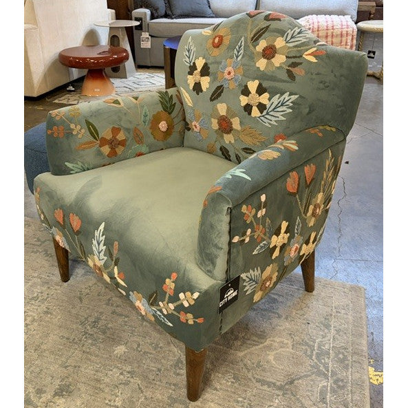 City Home Outlet - Green Floral Accent Chair