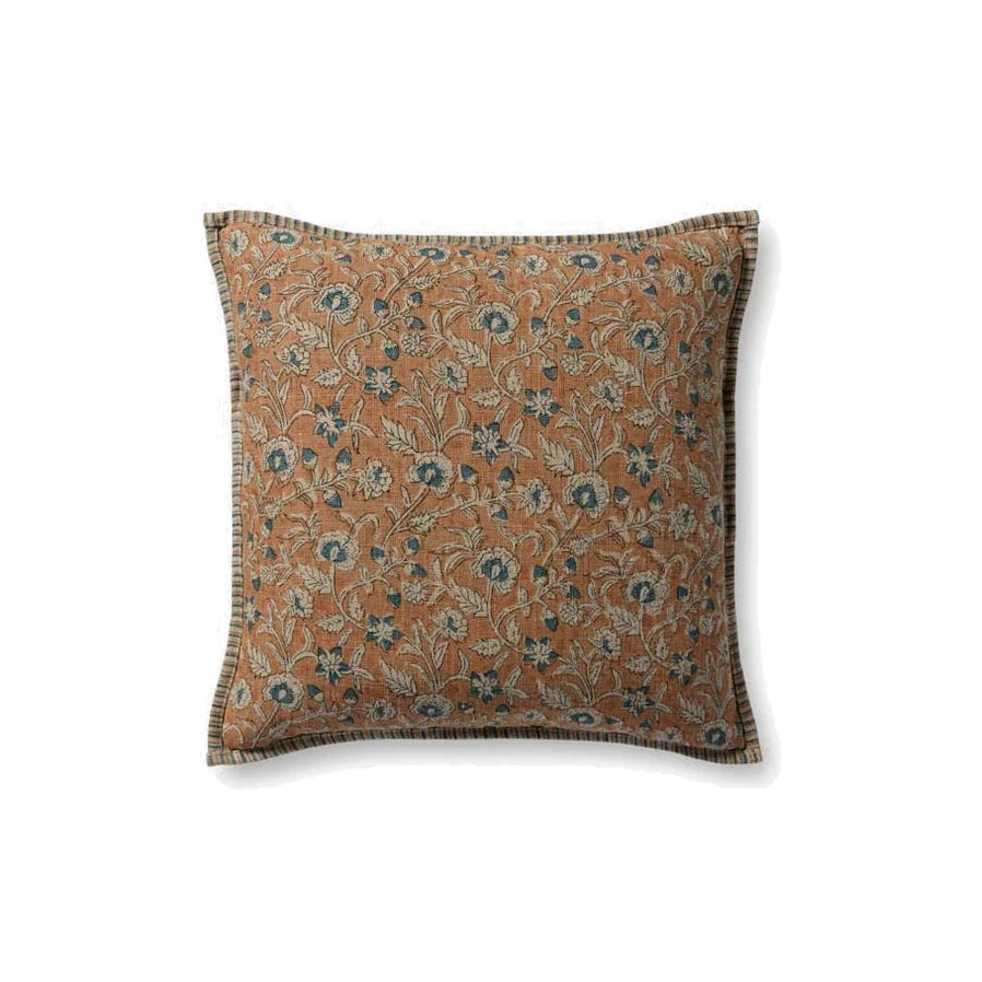 Indian Block Print Linen Pillow in peach - available at City Home