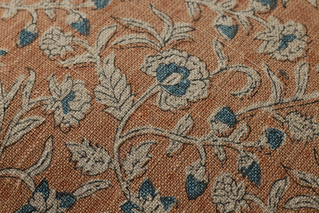 Indian Block Print Linen Pillow in peach - swatch