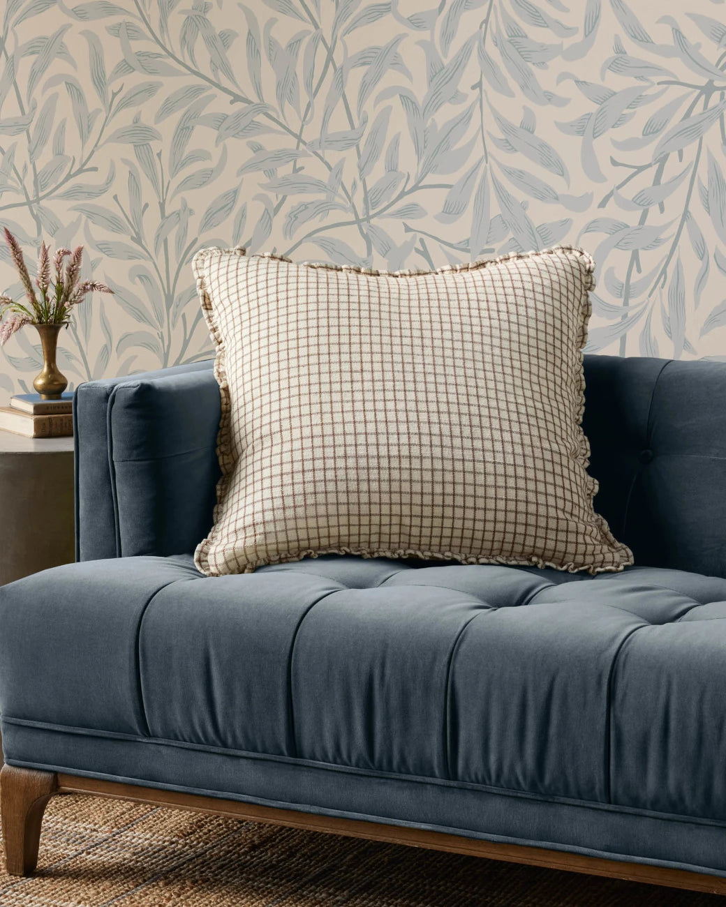 Dinah Pillow - styled on a velvet couch